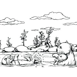 Family Otter Coloring Page