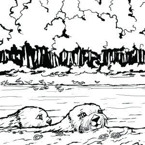 Two Otter Coloring Page